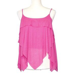 Free People Pink Tiered Tank Top - S. 100% Polyester